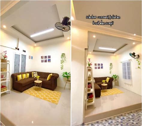 Makeover Rumah Subsidi Tipe 27 Nuansa Kuning Tetap Elegan Akali Ruang