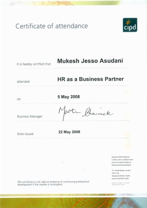 CIPD Certificate - HR Business Partner