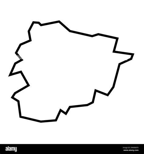 Andorra Country Thick Black Outline Silhouette Simplified Map Vector