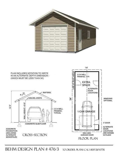 1 Car Basic Garage Plan With One Story 288 1 By Behm Design Artofit