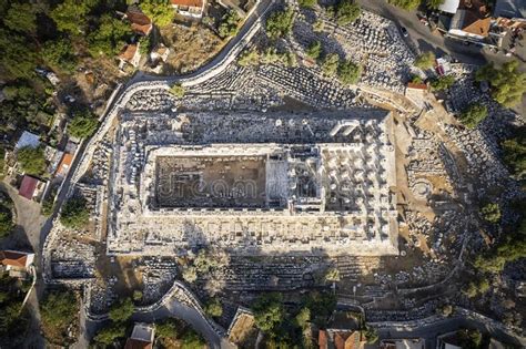 Drone Shot Of Great Temple Of Apollo In The Ancient Didyma In Present