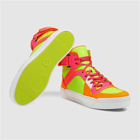 Gucci New Basketball Neon High-top Sneaker in Green | Lyst