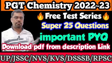 Pgt Chemistry Preparation Previous Year Questions Of Chemistry Up