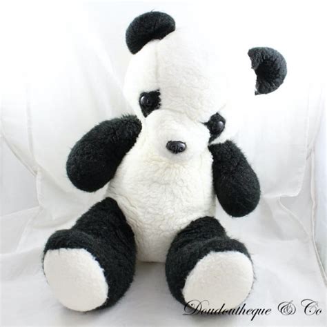 Peluche Panda Ajena Vintage Langue Tir E Nez Plastique Assis Cm