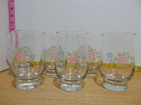 Pfaltzgraff Tea Rose Footed Glass Tumblers Oz Tulip Shaped