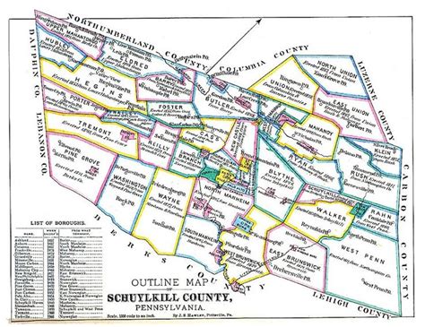 Schuylkill County Township map | Schuylkill county, Family history ...