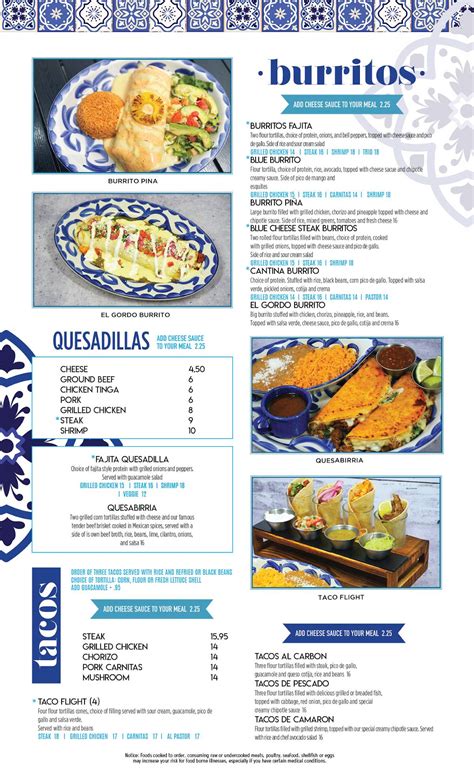 Menu at Azul Tequila pub & bar, Ocala