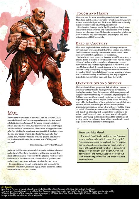 Mul Player Race Dark Sun Dungeons And Dragons Characters Dungeons