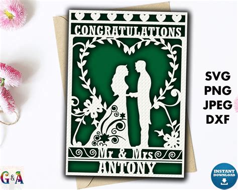 Personalized Wedding Card Svg Cricut Congratulations Greeting - Etsy