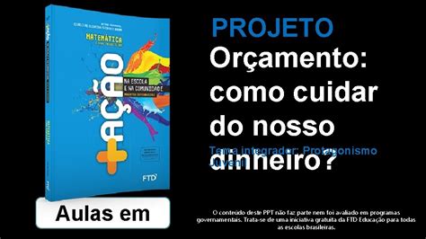 PROJETO Oramento Como Cuidar Do Nosso Dinheiro Tema