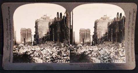 Antique 1906 Stereoview Market Street San Francisco After Great Fire