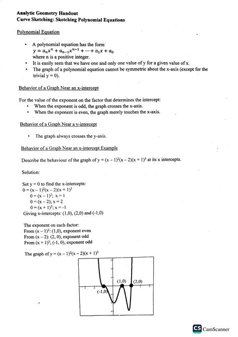 Solution Analytic Geometrty Curve Sketching Polynomial Equations With