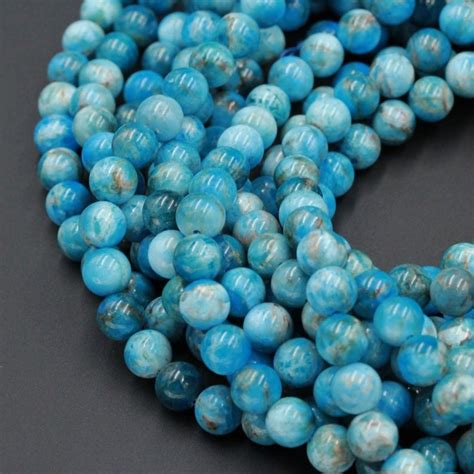 Smooth Blue Apatite Gemstone Round Beads Apatite Healing Stone Strands