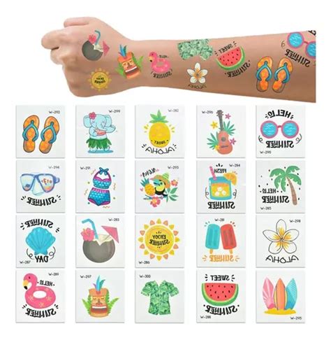 Tatuajes Temporales 80 Piezas De Hawaianos Imperme Fr91tp1 Cuotas Sin