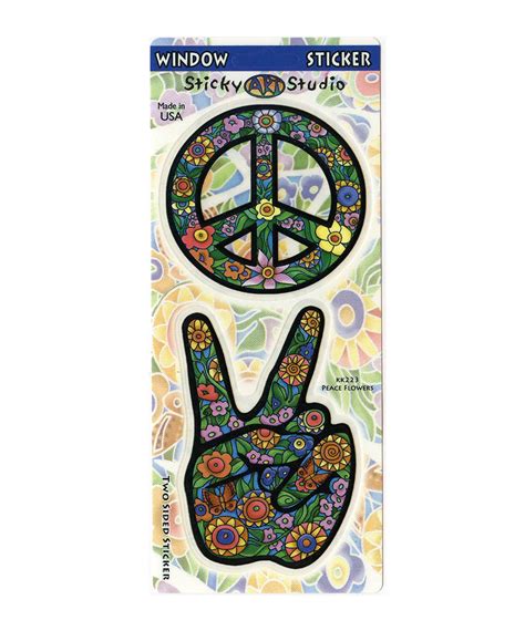 A414 Peace Flowers Symbol And Hand Art Decal Set