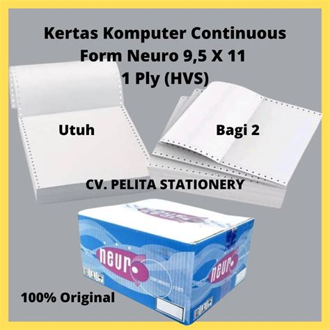 Jual Kertas Neuro Continuous Form 9 1 2 X 11 1 Ply 2 K1 2 Paper HVS