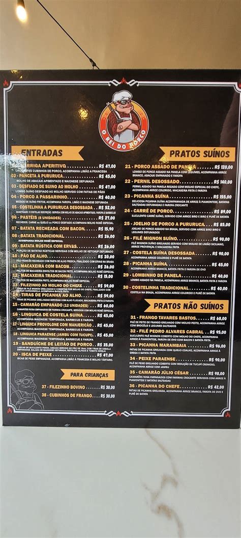 Menu Em O Rei Do Porco Oficial Restaurante Bel M