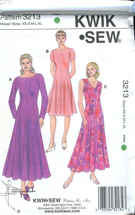 Kwik Sew 3213 Uncut Princess Seam Dress Pattern Size Xs Xl