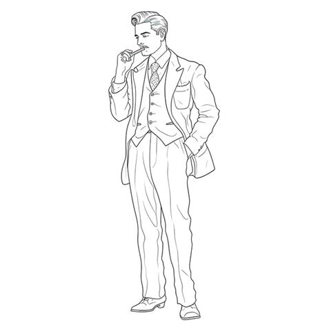 A Drawing Of A Man In A Suit And Tie Premium Ai Generated Image