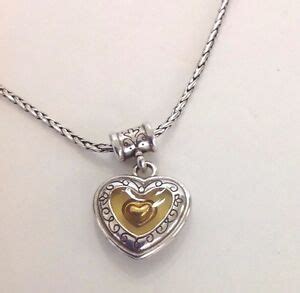 Auth Brighton Necklace Pendant Yellow Heart Floating Silver Gold