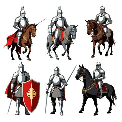 Premium Vector Knight Vector Set White Background Isolated