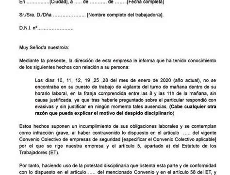 Modelo De Carta De Despido Disciplinario 1 Tu Abogado Defensor