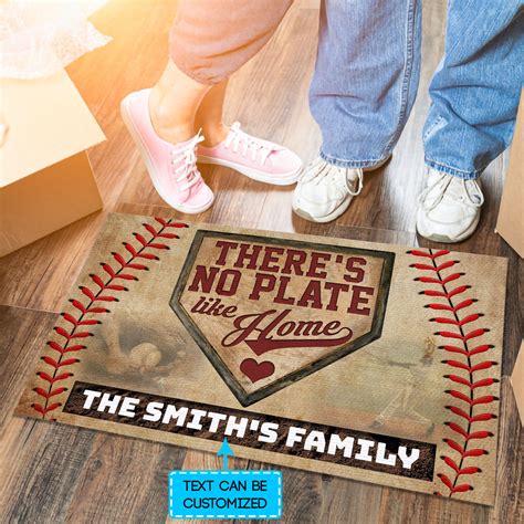 Baseball Doormat Personalized Theres No Plate Like Home Baseball