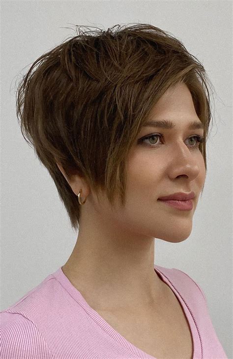 Layered Brunette Pixie With Long Fringe For A Soft Stylish Shape