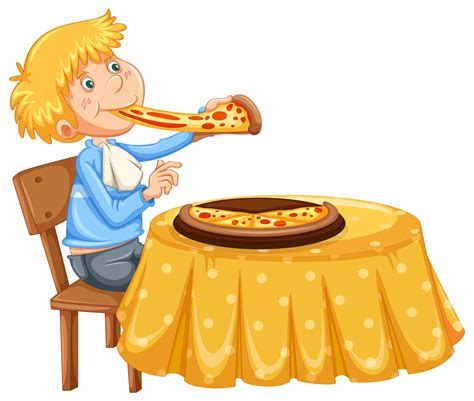 A Man Eating Pizza On White Background 295630 Vector Art At Vecteezy