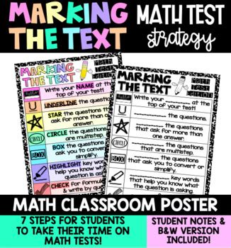 Math Test Taking Strategy Poster By Math To The Middles Tpt