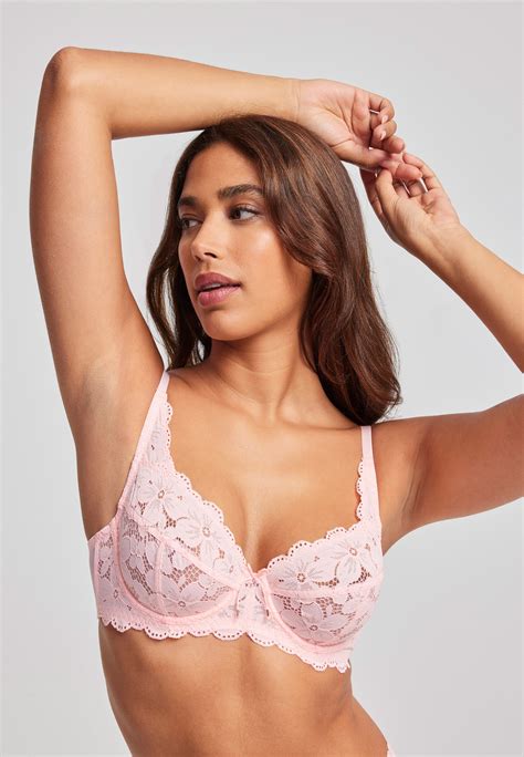 Womens Coral Non Padded Lace Bra Peacocks