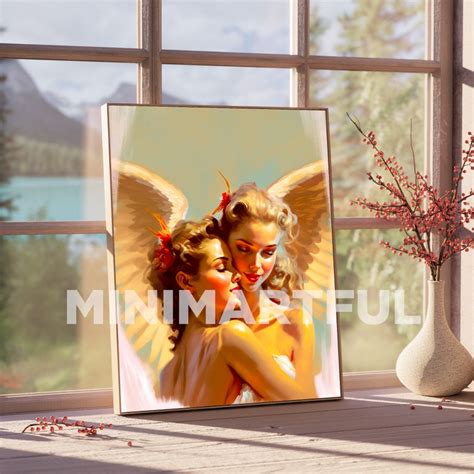 Lesbian Angels Art Print Lesbian Love Wall Art Poster Lesbian Pride Artwork Poster Lesbian