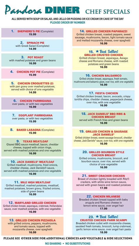 Hainesport Chef's Specials Menu