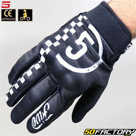 Street Gloves Five Globe Racer Black And White Ce Approved Pilot