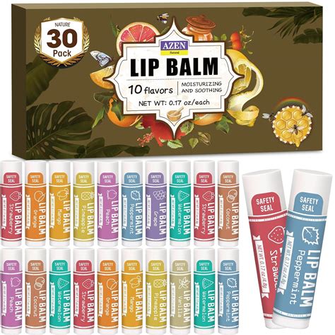 Azen 30 Pack Lip Balm Natural Lip Balm Bulk Lip Care Product Moisturizing Lip