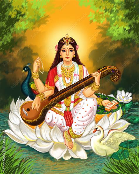 saraswati mata goddess happy vasant panchami indian festival goddess
