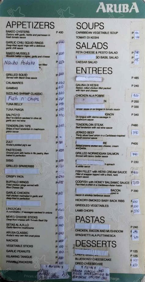 Menu At Arya Restaurant Mandaluyong Ground Floor