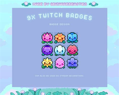 9x Cute Sub Badges Twitch Discord Youtube Pixel Art Bit Cheer