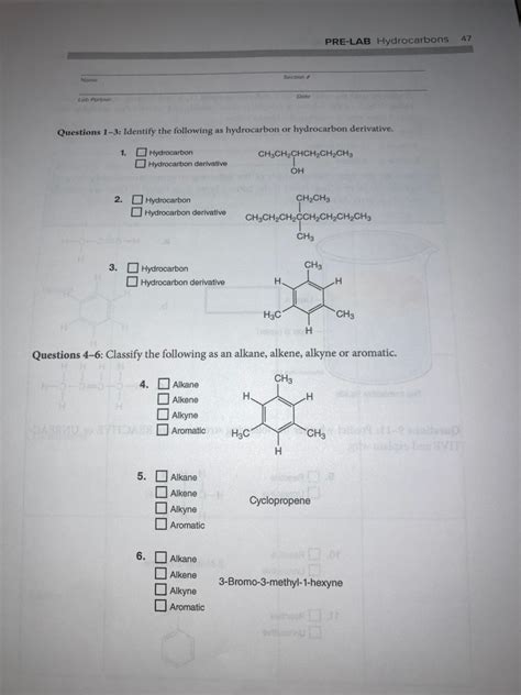 Solved Questions Identify The Following As Hydrocarbon Chegg