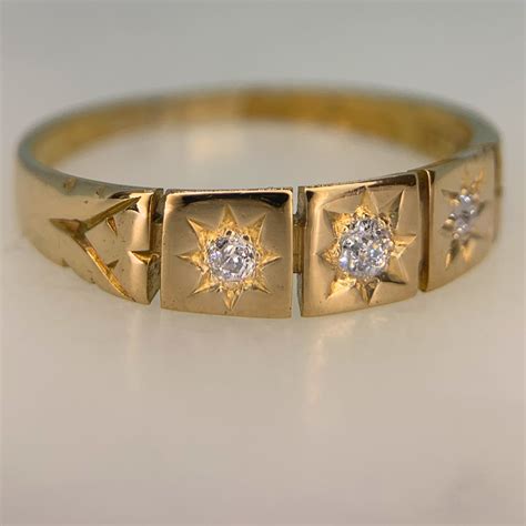 Victorian Star Set Diamond 3 Stone Band Ring Chique To Antique Jewellery