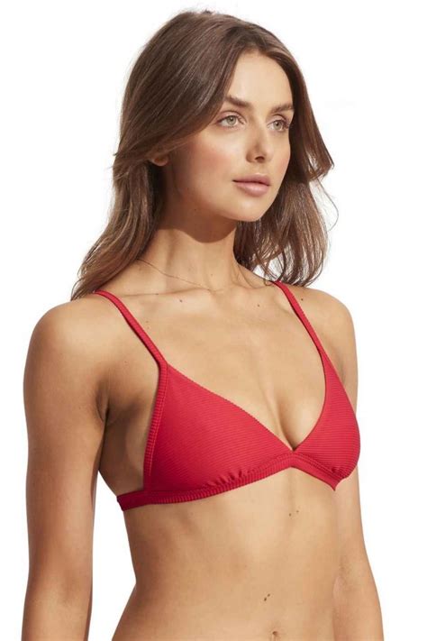 Swimwear Bayana Essentials Fixed Tri Bra Bikini Top Red