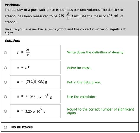 Solved Problem The Density Of A Pure Substance Is Its Mass Per Unit