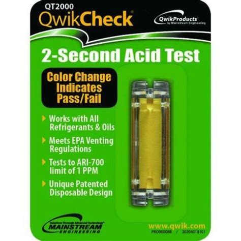 Qwikcheck Acid Test Refrigeration Machine Accessories Kits Qt2000