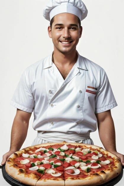 Un Pizzero O Cocinero En Su Cocina Sobre Un Fondo Blanco Foto Premium