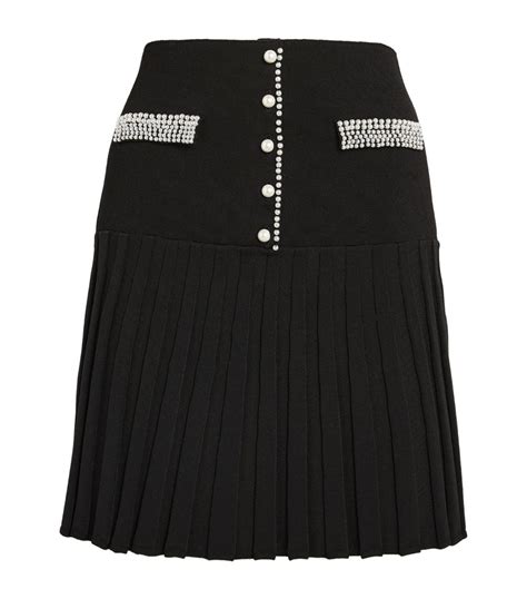 Womens Sandro Black Bead Trim Pleated Mini Skirt Harrods Uk