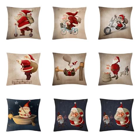 Merry Christmas Cushion Cover Christmas Santa Claus Decorative