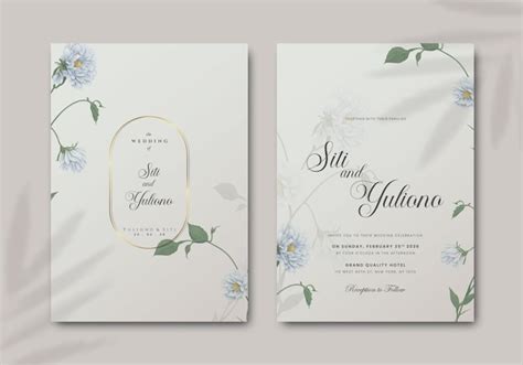 Hochzeitseinladungsvorlage Mit Aquarell Blumenillustration Premium