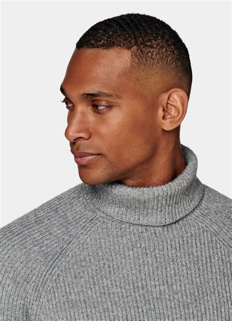 Grey Turtleneck Wool Cashmere SUITSUPPLY