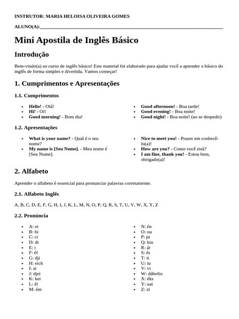 Ingles Basico Apostila Pdf - Mini Apostila de Inglês Básico | PDF | Cor