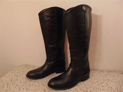 Frye Melissa Button Riding Boot Black Leather Gem